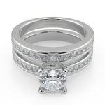 Load image into Gallery viewer, Melanie Channel Set 4 Prong Cushion Cut Diamond Engagement Ring

