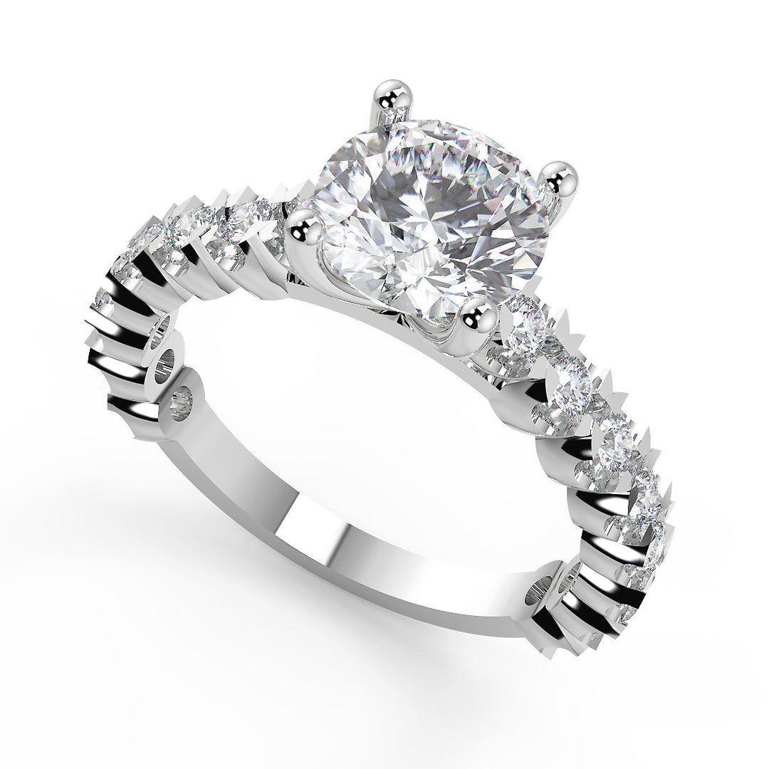 Joanna Semi Bezel 4 Prong Round Cut Diamond Engagement Ring