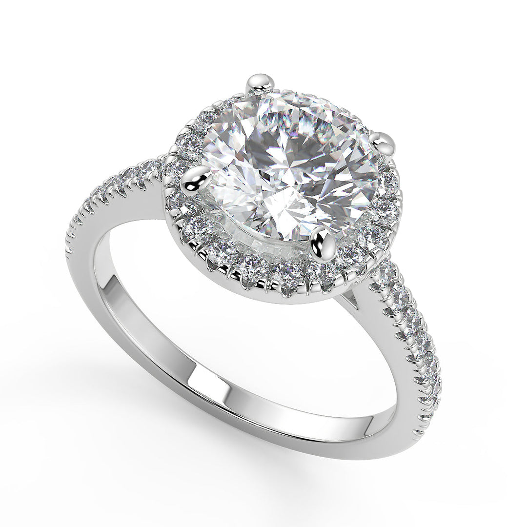 Marlee Classic Halo Pave Round Cut Diamond Engagement Ring