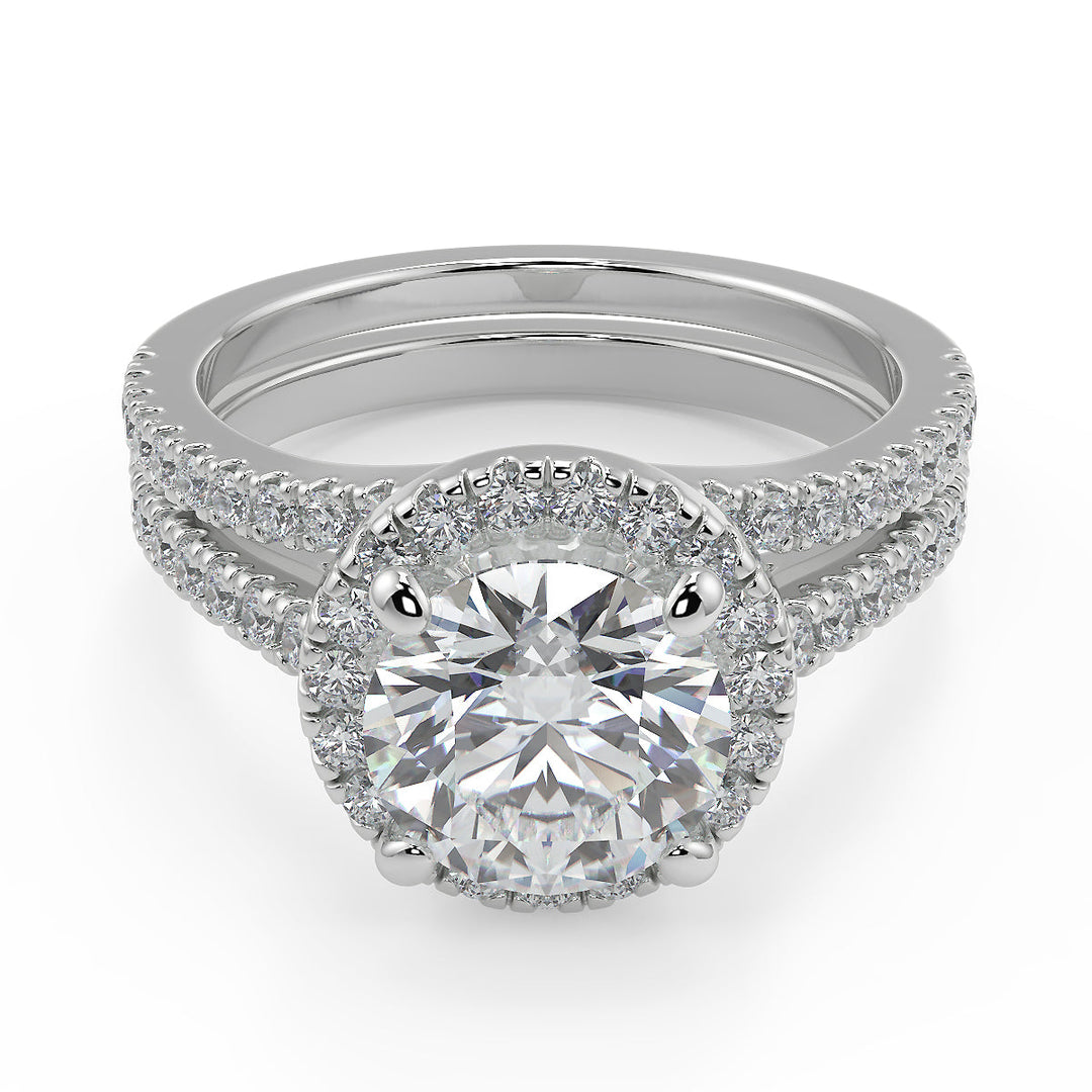 Marlee Classic Halo Pave Round Cut Diamond Engagement Ring