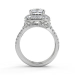Load image into Gallery viewer, Cecelia Double Halo Pave Cushion Cut Diamond Engagement Ring
