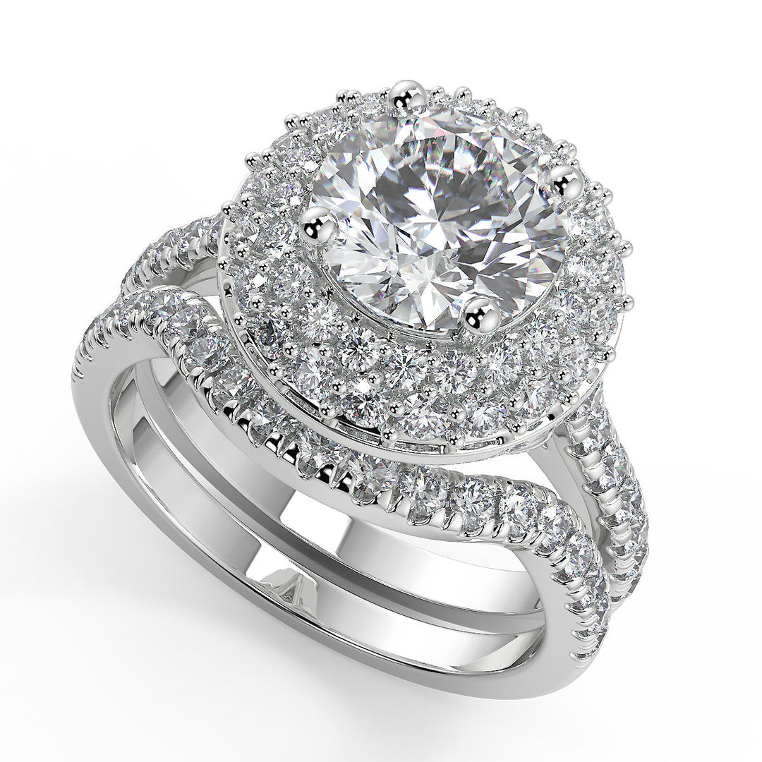 Amanda Double Halo Pave Round Cut Diamond Engagement Ring