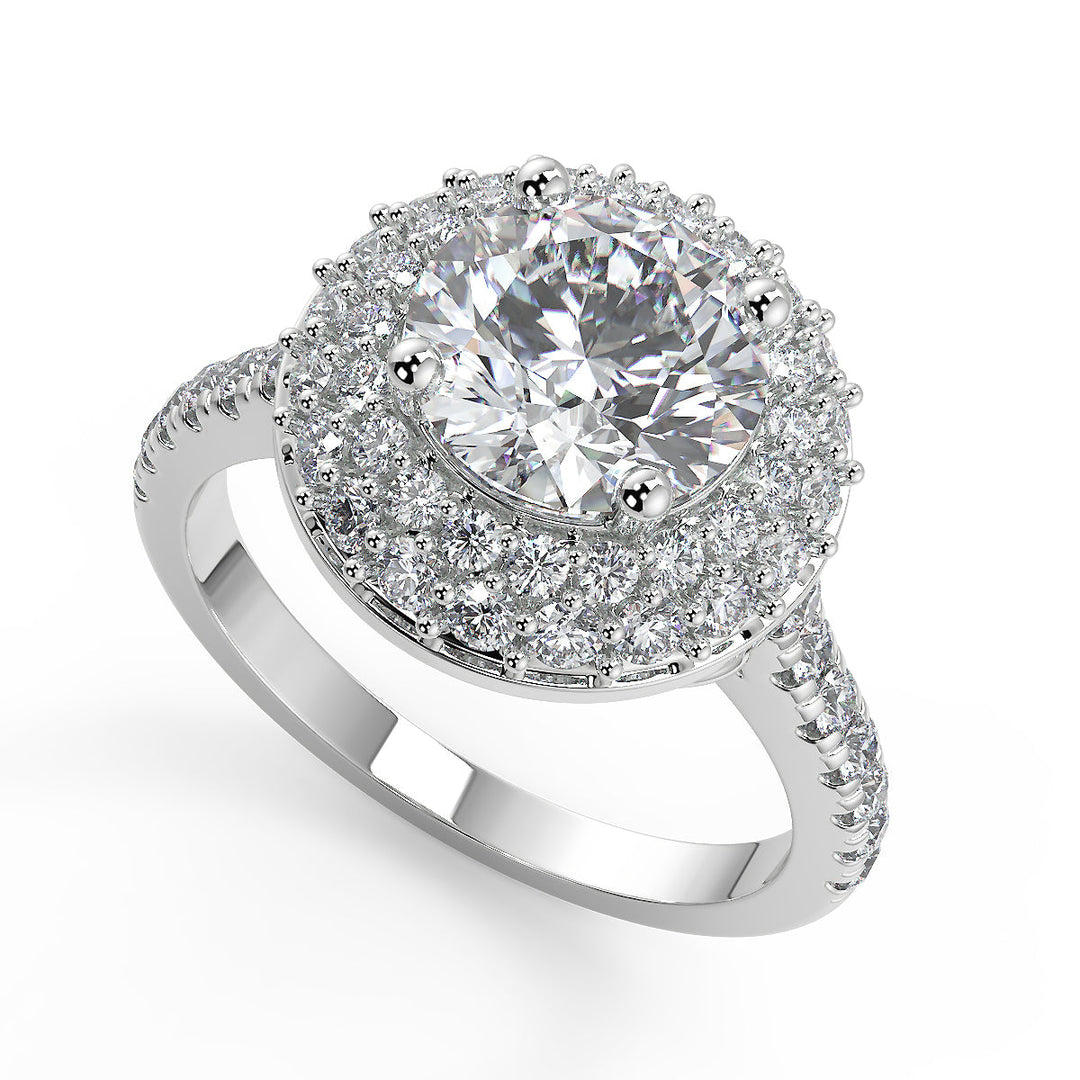 Amanda Double Halo Pave Round Cut Diamond Engagement Ring