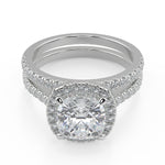 Load image into Gallery viewer, Alice Classic Pave Halo Cushion Cut Diamond Engagement Ring
