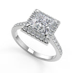 Load image into Gallery viewer, Susan Classic Pave Halo Princess Cut Diamond Engagement Ring
