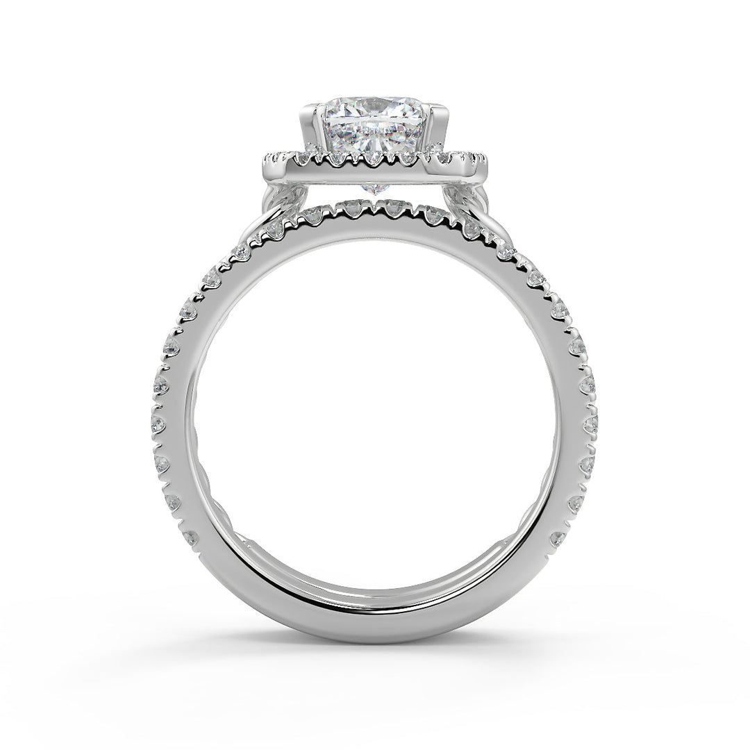 Alexus Halo Rope Twist Cushion Cut Diamond Engagement Ring