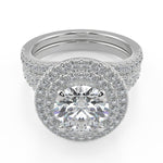 Load image into Gallery viewer, Kendall Double Halo Split Shank Pave Round Cut Diamond Ring

